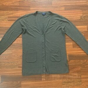 Basic Editions Gray Women’s L Pocket Cardigan Button up Sweater Boho Office Work